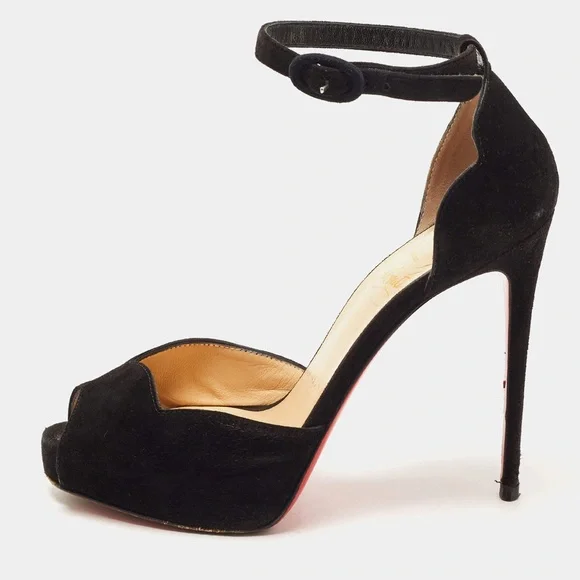 Christian Louboutin Aketata 120 Black Suede Platform Sandal - Picture 3 of 14